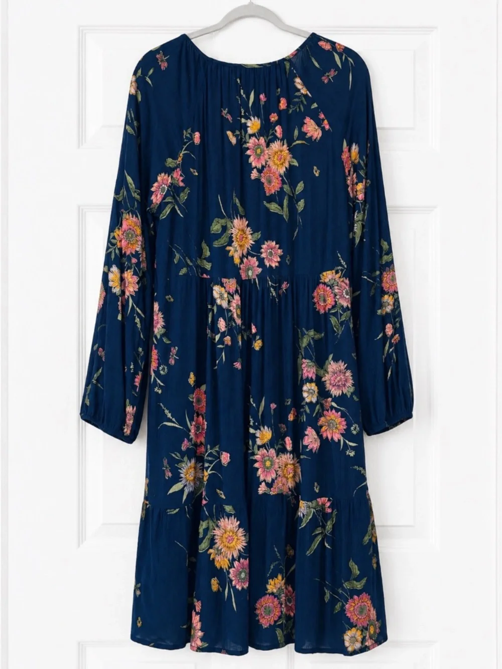 Old Navy Boho Cottagecore Peasant Style Whimsical Navy Floral Dress, Size XL - Picture 6 of 13